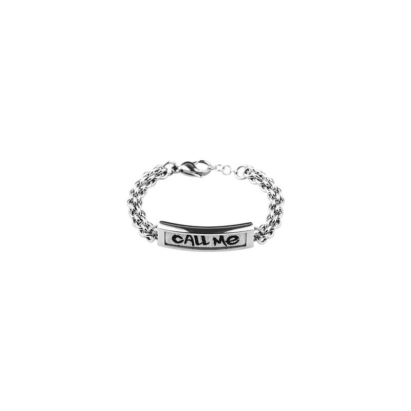 Latrinalia Woven Label "Call Me" Chain Bracelet