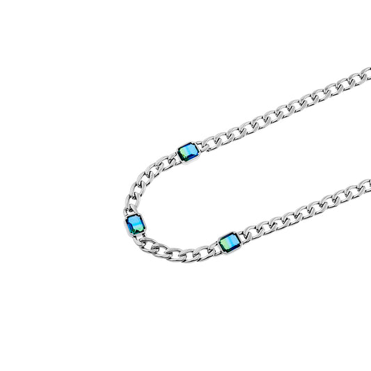 Neon Jungle Tourmaline Gemstone Curb Chain Necklace