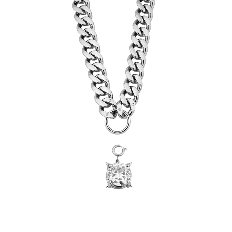 POSE Silver Crystal Chain Necklace