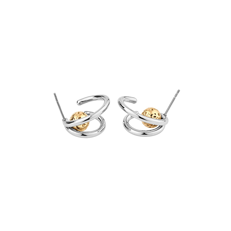 Georgium Sidus Bicolor Planet Path Shape Stud Earrings