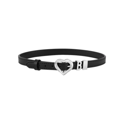 Metal LOGO Decorated Leather Bracelet/Choker