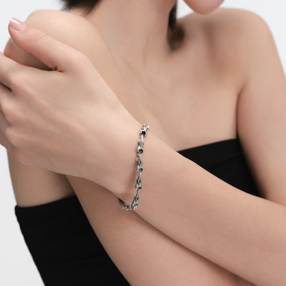 S925 Night Cat Bone Bracelet