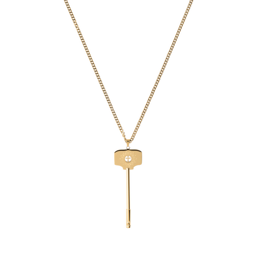 Flame Cross Key Pendant Titanium Steel Necklace