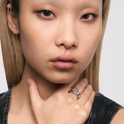 Snake-Shaped Triple Ring Wide Ring