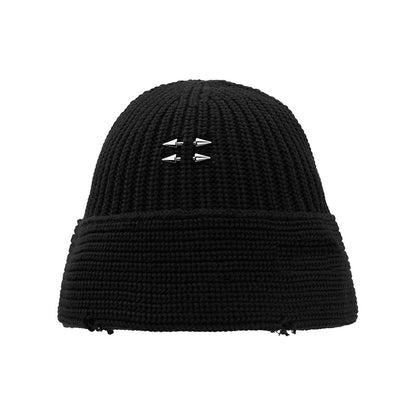 Studded Piercing Knit Beanie