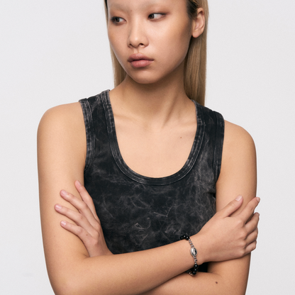 Triple Serpent Ring Black Onyx Chain Bracelet