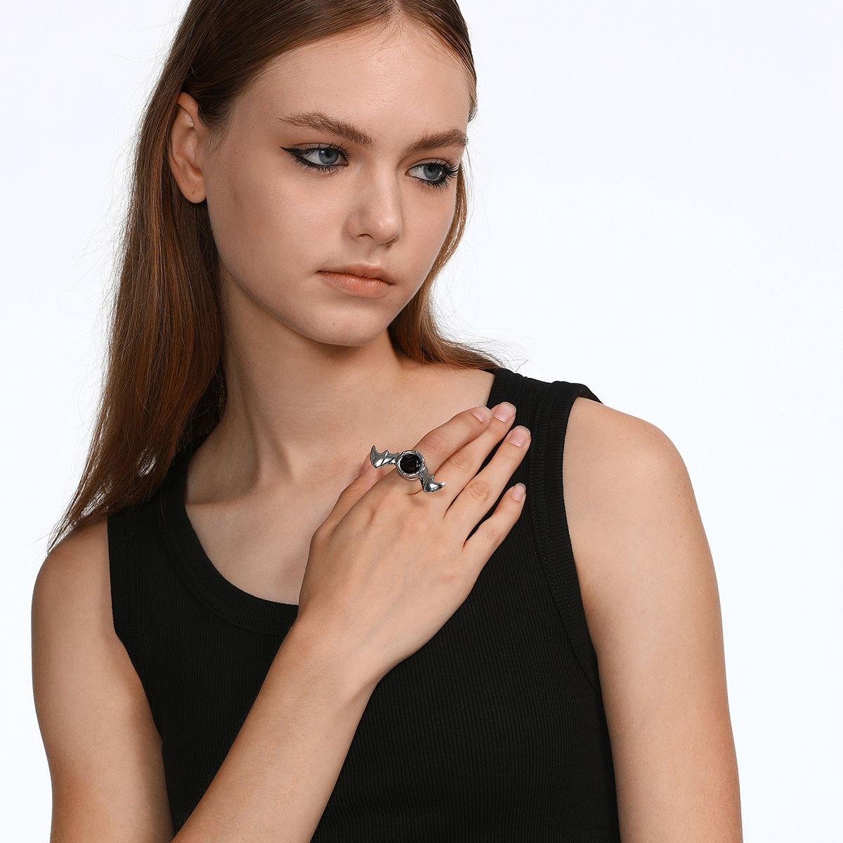 Alien Landing Mechanical Bat Open Ring