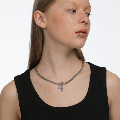 The X-Files Bone Rhinestone Double Pendant Necklace