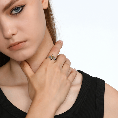 Star of Bethlehem Gold And Silver Color Matching Rotating Christmas Star Ring