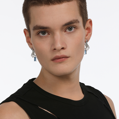 The X-Files Skeleton Hand and Square Diamond Pendant Earrings