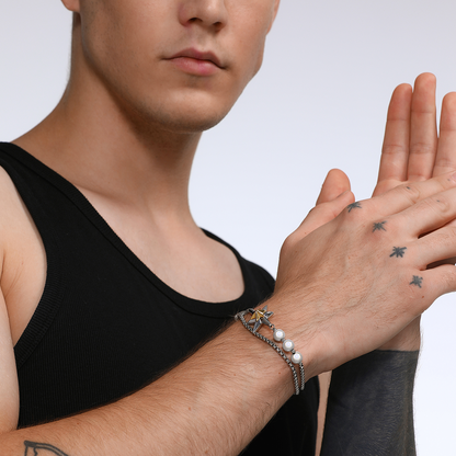 Star of Bethlehem Gold And Silver Color-Blocked Adjustable Christmas Star Bracelet