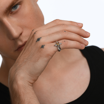 Star of Bethlehem Gold And Silver Color Matching Rotating Christmas Star Ring