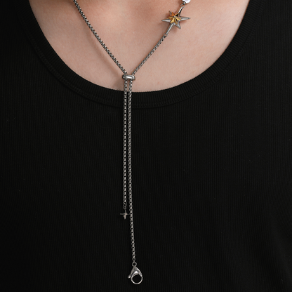 Star of Bethlehem Gold And Silver Color-Blocked Adjustable Christmas Star Necklace