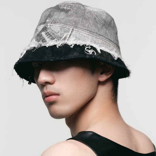 Layered Patchwork Denim Bucket Hat