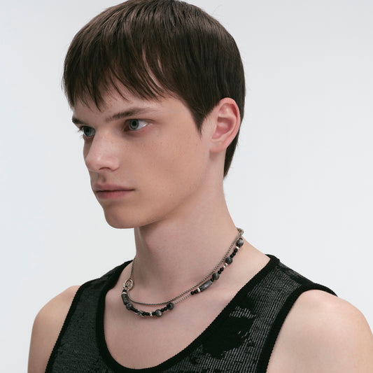 S925 Warthog Nose Ring Beaded Necklace