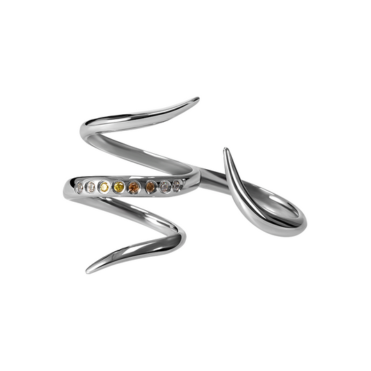 Spiked Pavé Double-Finger Ring