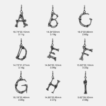 S925 Sterling Silver Bone Letter Pendant