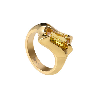 Spiked Yellow Square-Cut Ring