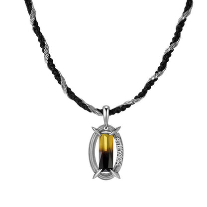 Gradient Tourmaline Woven Double-Layer Necklace