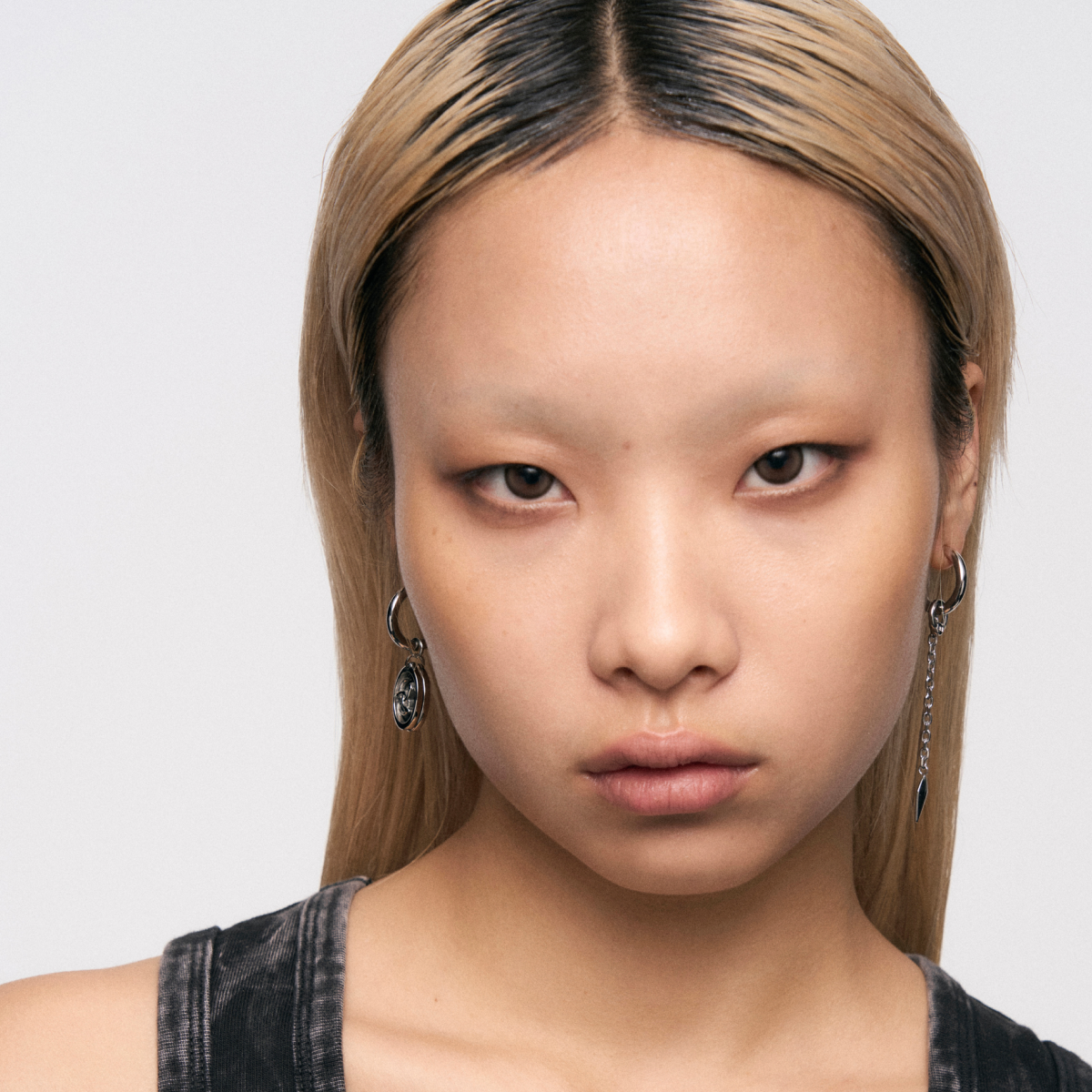 Triple Serpent Ring Asymmetric Earrings