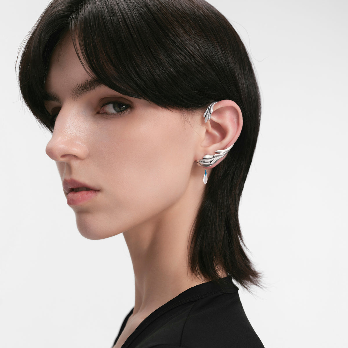 S925 Booby Bird Wing Wrapped Ear Cuff