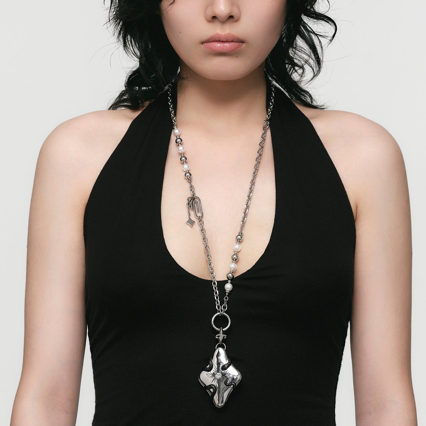 Starburst Key Coiled Snake Perfume Locket Necklace