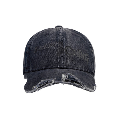 Asymmetrical Washed Denim Cap
