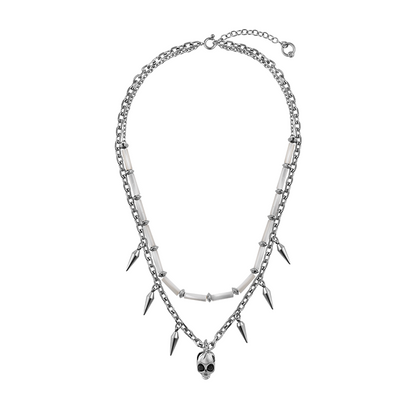 Siren Skull & Black Stone Layered Necklace