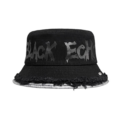 Layered Raw-Edge Bucket Hat