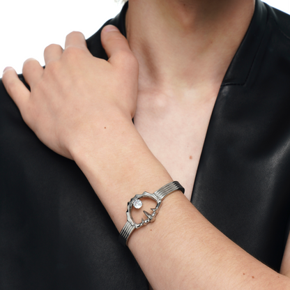 Rhinestone Decorated Design Dial Open Bracelet