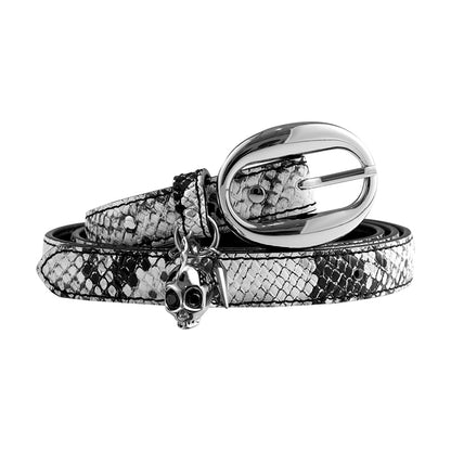 Skull & Snake Embossed Slim Belt