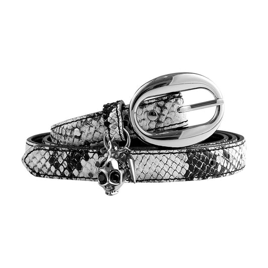 Skull & Snake Embossed Slim Belt