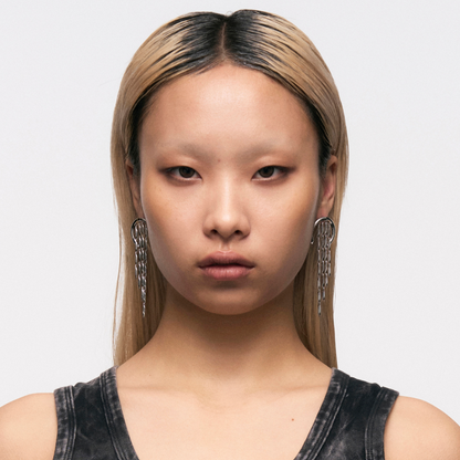 Snake Hoop Tassel Earrings