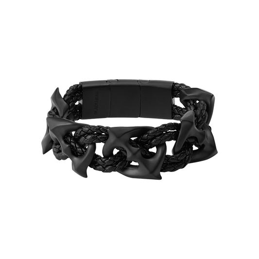 Black Starburst Woven Wide Bracelet