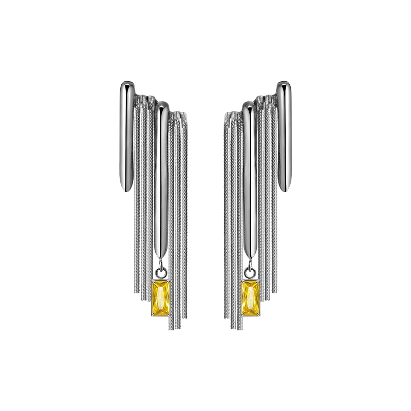 Bone Record Pattern Tassel Earrings