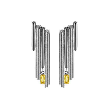 Bone Record Pattern Tassel Earrings