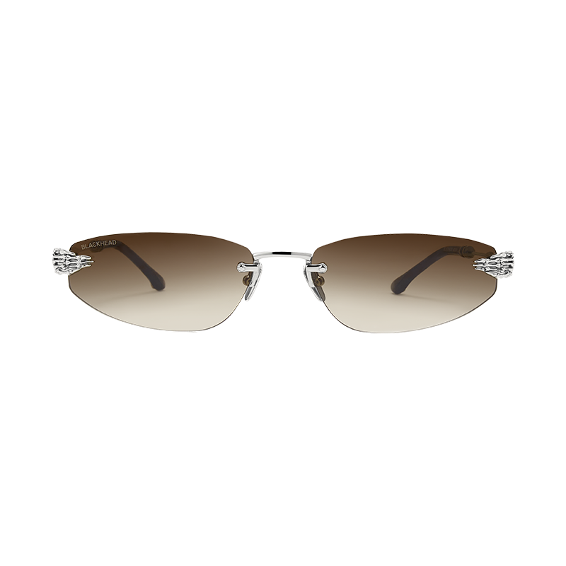 Skeletal Piercing Rimless Sunglasses (Polarized Gradient Brown)
