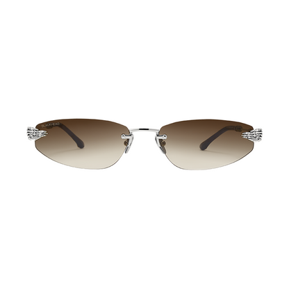 Skeletal Piercing Rimless Sunglasses (Polarized Gradient Brown)