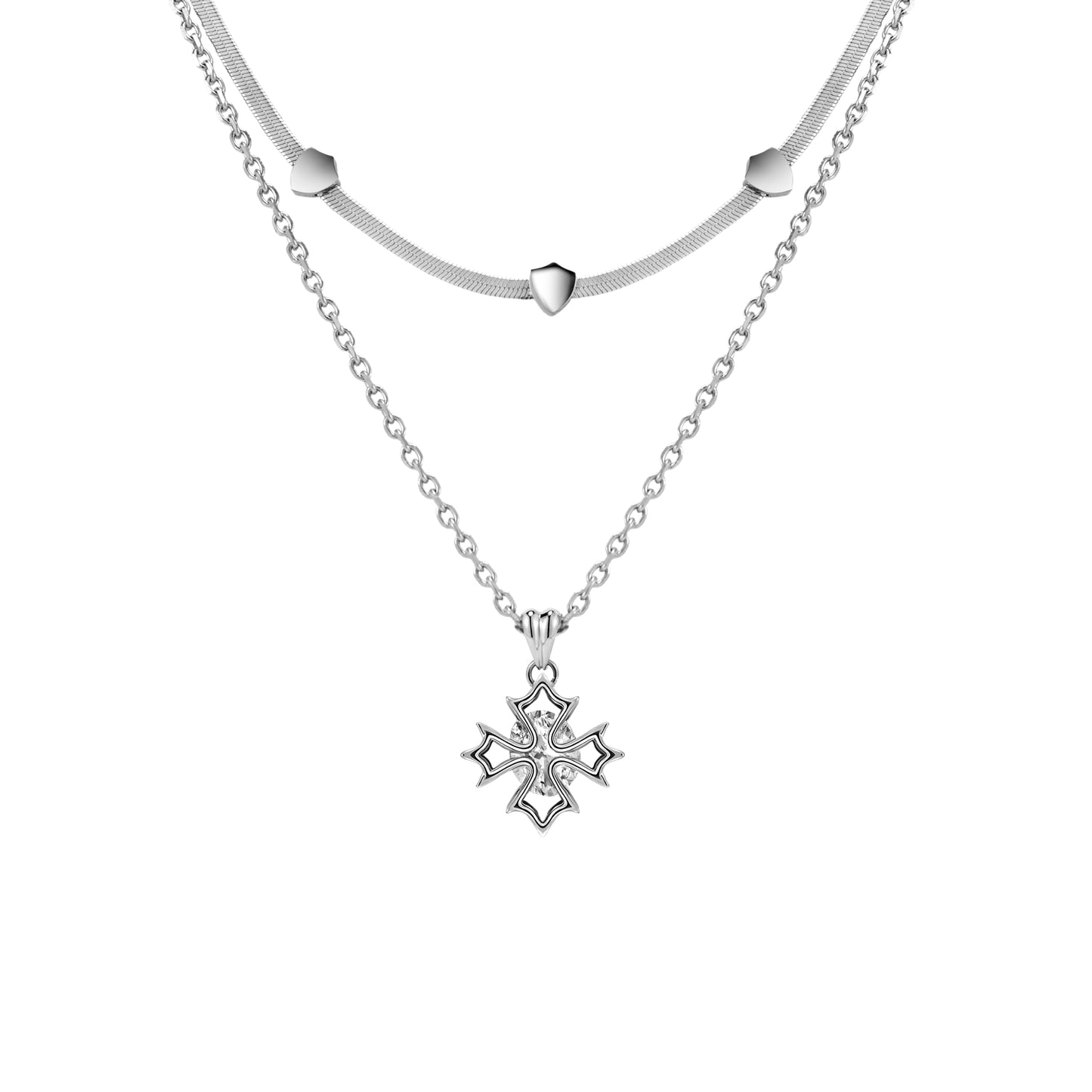Crossflower Double-Layer Necklace