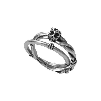 S925 Sterling Silver Double-Layer Skull Ring