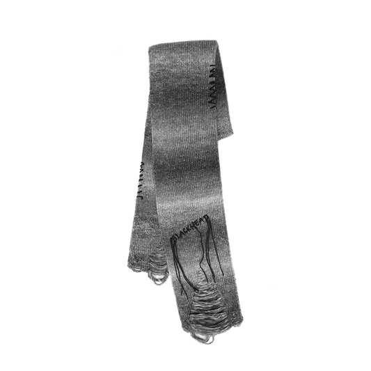 Black-White Gradient Distressed Scarf