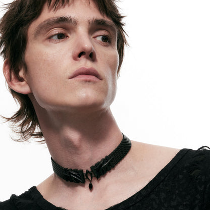 Punk Moth Pattern Wide Choker