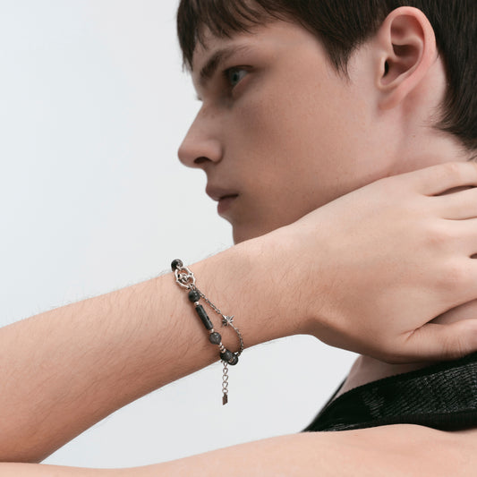 S925 Warthog Nose Clasp Double Layer Bracelet