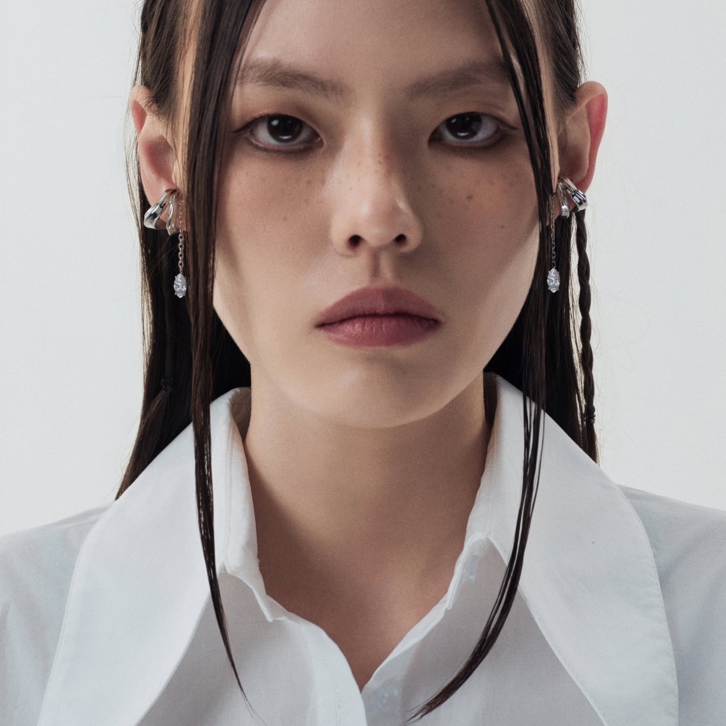 Ribbon Pendant Double-Layer Ear Cuff