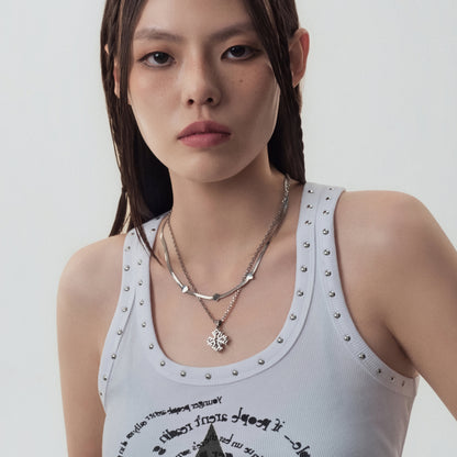 Crossflower Double-Layer Necklace