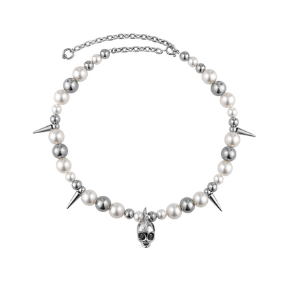 Beaded Siren Skull Necklace