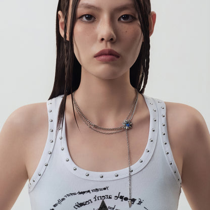 Cornflower Double-Layer Drawstring Necklace