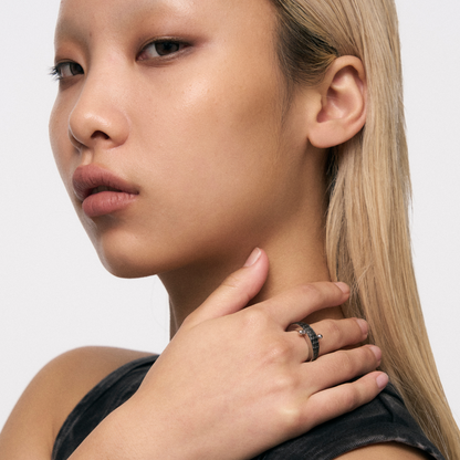 Snake Pattern Ring with Piercing Detail