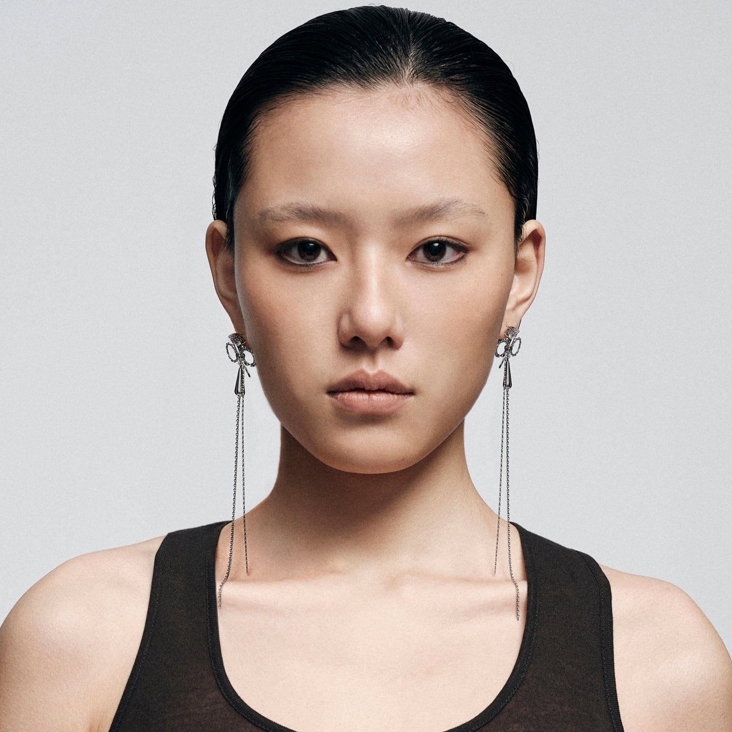 Ribbon Bow Zircon Drop Earrings