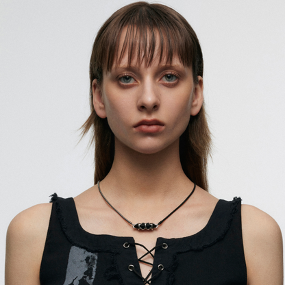 Star Cone Black Onyx Splicing Necklace